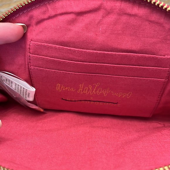 Anthropologie J Beaded Sequins Leather Monogram Wallet - Picture 6 of 7